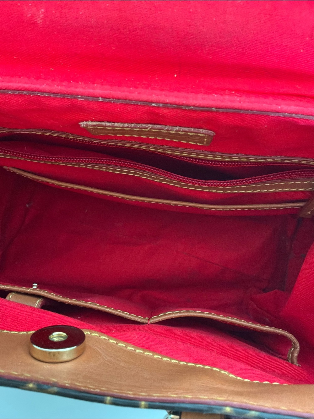 Dooney & Bourke Brown Logo Satchel with Tan Leather Trim and Crossbody Strap - Picture 7 of 16